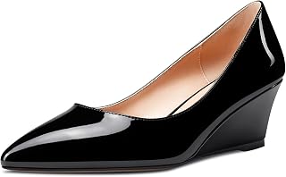 Aachcol Women's Medium Wedge Heel Pointed Toe Pumps Slip-On Wedding Party Shoes 5 cm