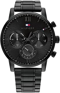 Tommy Hilfiger Men's Quartz Multifunction Stainless Steel and Link Bracelet Watch, Color: Black (Model: 1791879)