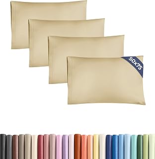 Pillowcases 4 Pack Standard 50x75 - Microfibre Envelope Closure - Beige