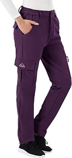 BGOWATU Women's Waterproof Windproof Outdoor Snow Ski Hiking Pants Fleece Lined Warm Insulated Cargo Pants with 6 Pockets