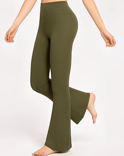 Women High Waist Yoga Leggings, Belly Control Bell Bottom Bootcut Pants