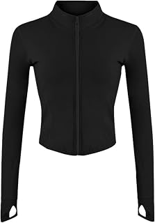 Gihuo Women's Workout Jacket Lightweight Zip Up Athletic Cropped Running Jacket