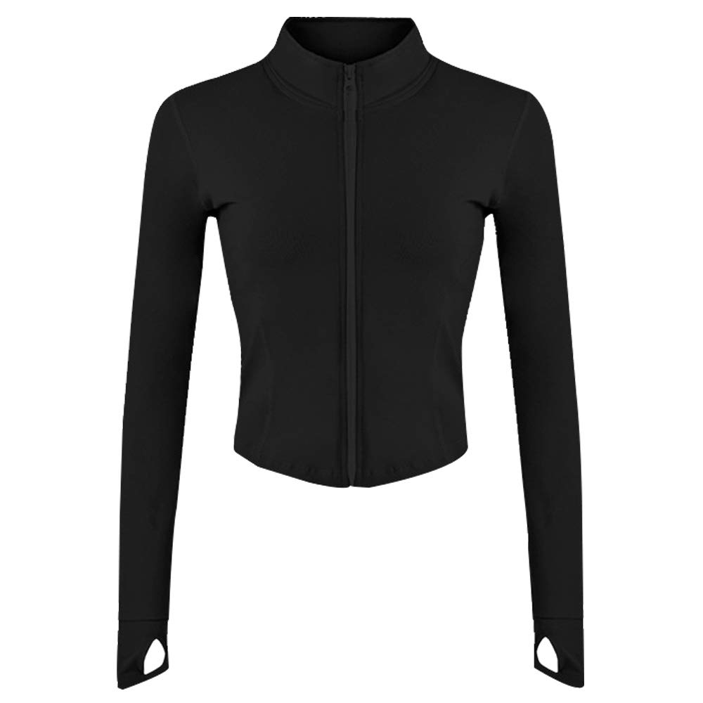 Gihuo Women's Workout Jacket Lightweight Zip Up Athletic Cropped Running Jacket