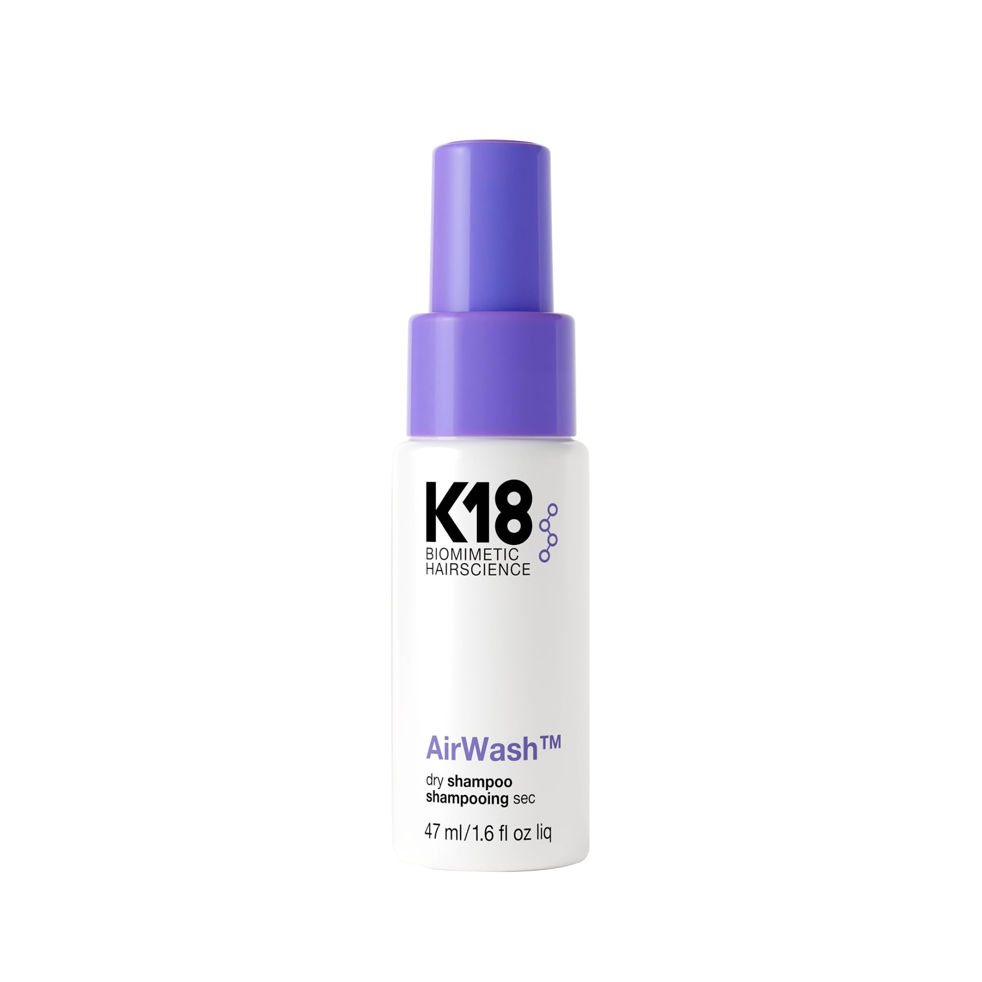 K18 AirWash Travel Non Aerosol Dry Shampoo Spray, 1.6 Fl Oz | Eliminate Odor, Re
