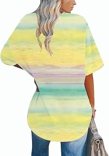 Women's Short Sleeve Gradient Stripe Round Neck T-Shirt for Spring and Summer