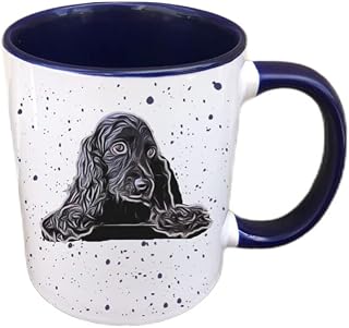 Personalised Black Cocker Spaniel Mug - Gift Present for Dog Lovers - Gifts for Dog Owners - Personalised Dog Mug - Country Style Mug (Navy)