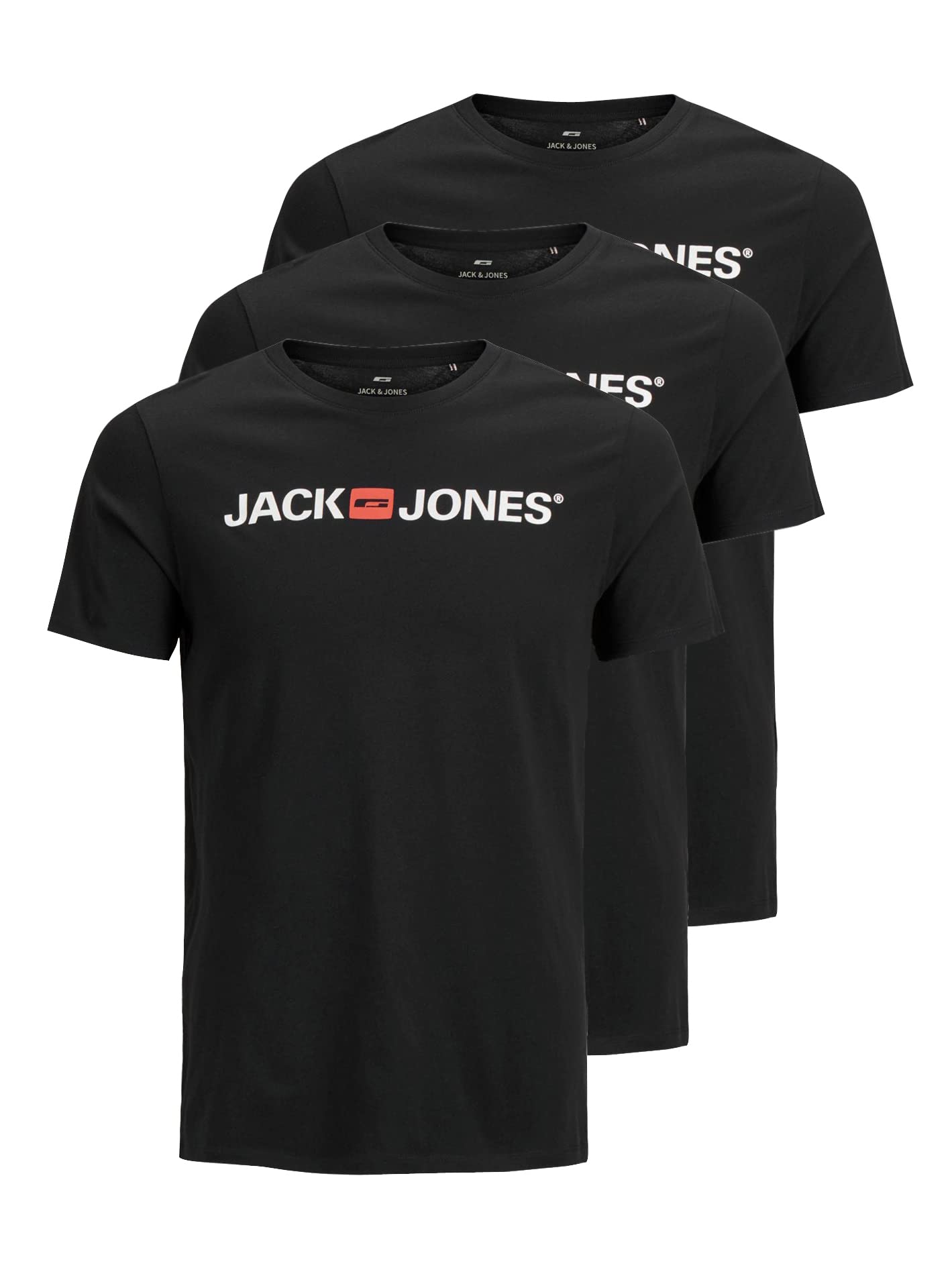 JACK & JONES Jjcolton Men's SS Crew Neck 3Pk MP Tee (Pack of 3)