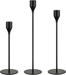 LXTaoler Candle Holders for Taper Candles, Set of 3, Black | Metal Candle Stand, Modern Decorative Candlestick Holder for Wedding, Dining, Party