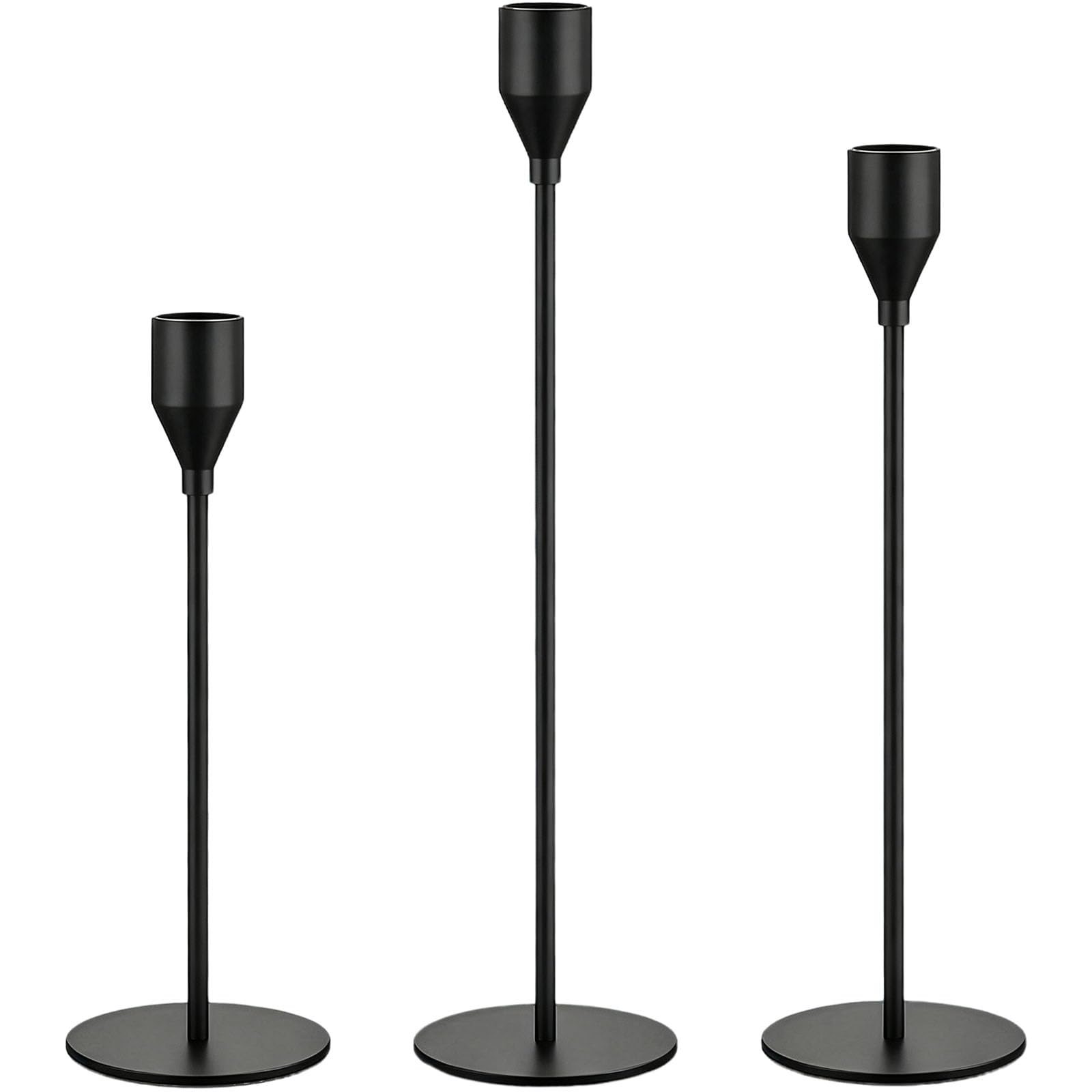 LXTaoler Candle Holders for Taper Candles, Set of 3, Black | Metal Candle Stand,