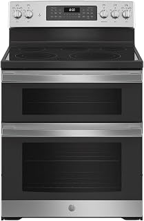 GE 30 in. Freestanding Electric Double Oven Convection Range with Self-Clean and No-Preheat Air Fry – Slate (JBS86EPES)