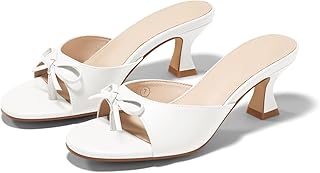 Coutgo Ladies Kitten Heel Sandals Bowknot Open Toe Summer Flip Flops