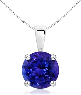 Angara Natural Classic Round Tanzanite Solitaire Pendant/Necklace in Sterling Silver/14K Solid Gold/Platinum for Women | December Birthstone Jewellery for Her | Anniversary,Wedding