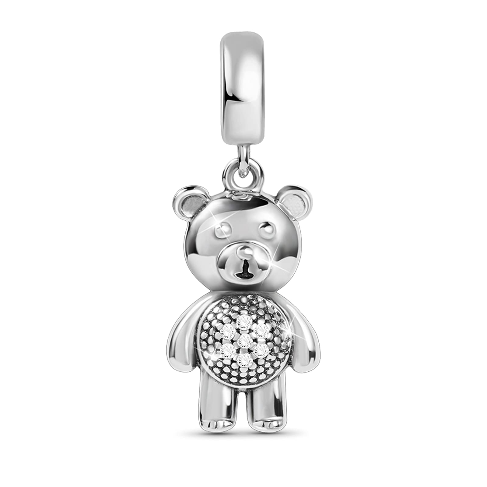 GNOCE Little Bear Pendant Charm Sterling Silver Dangle Charm Fit Bracelet/Neckla