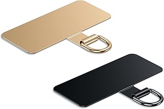 Phone Lanyard Tab, Heavy Duty Tether Tab for iPhone & Android, Metal Lanyard Patch & Strap Adapter, 44lbs Load Capacity, Universal Phone Case Insert for Strap & Charm (Champagne Gold+Black)