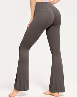 Women High Waist Yoga Leggings, Belly Control Bell Bottom Bootcut Pants