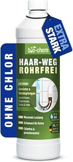 bio-chem Haar-Weg Drain Cleaner Extra Strong 1L | Pipe cleaner and drain opener, up to 20 applications per bottle, against blockages and hair