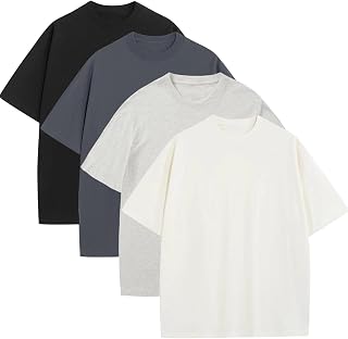 Men's Oversized T-Shirts Heavyweight Cotton Tee Crew Neck Short Sleeve T Shirts Loose Fit Basic Essential Soft Classic Tees