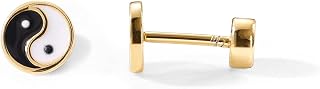 PAVOI 14K Gold Plated Motif Flat Back Earrings for Women, Cartilage Studs