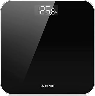 RENPHO Scale Body Weight, Bathroom Weighing Scale with Backlit LED Display | Highly Accurate Digital Scale & Measures Weight up to 400lb/180kg, Batteries Included, Home Use, 10.2", Black-Core 1S