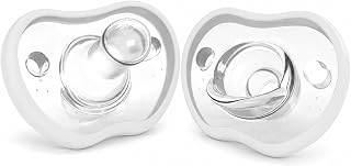Nanobebe Baby Soothers 0-3 Month - Orthodontic, Curves Comfortably with Face Contour, Award Winning for Breastfeeding Babies, 100% Silicone - BPA Free. Perfect Baby Gift 2pk, White