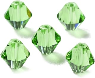 100pcs 6mm Imitation Austrian Crystal Bicone Beads Bicone Beads K9 Glass Faceted Spacer Beads for DIY Jewelry Making, Light Green