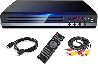 Suapouen DVD Player 1080P HD Home DVD Player Box for TV All Region Free DVD CD-Disk Player AV-Output EVD Player-US Plug Black