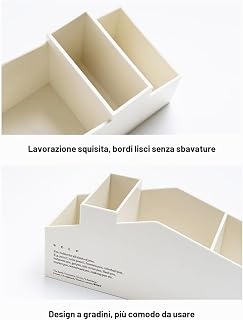 Multifunctional Desktop Storage Box Plastic Desktop Organizer Home Office Makeup Brushes Stationery Remote Control Cosmetic Storage Box (White)