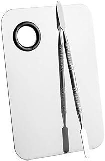 Sinen Professional Stainless Steel Makeup Palette Cosmetic Palette with Spatula Tool For Nail Art Eye Shadow Eyelash Makeup Professional Pigment Blending（6 x 4 Inch Sliver）