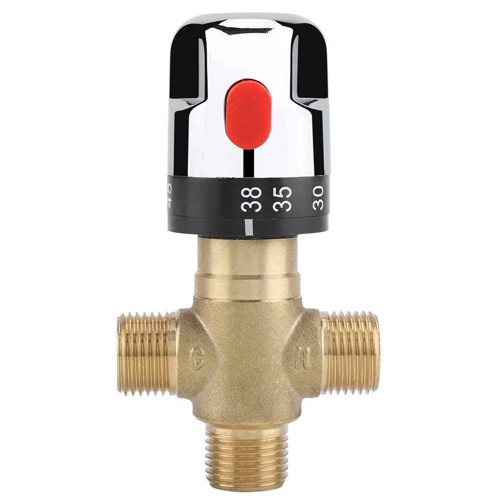 Thermostatic Mixing Valve, G1/2 Solid Brass Water Temperature Control Valve, Thr