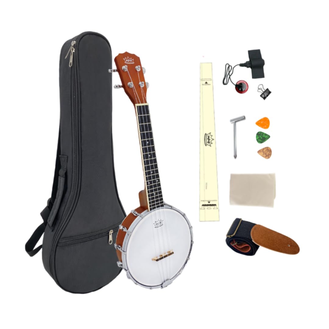 WUQIMUSC 4-String Banjo Ukulele, Banjolele 23 Inch Concert Size with Premium REM