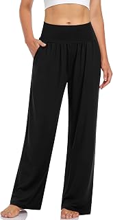 UEU Women's Wide Leg Lounge Pants High Waisted Casual Pants with Pockets