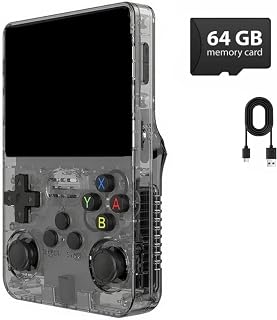 R36S Retro Handheld Game Console, Portable Gaming Console with 5'' IPS Screen, Linux System Support 10+ Emulators, 3000mAh Battery, Save & Load Retro Gaming System (Smoke Black)