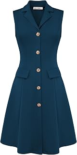 GRACE KARIN Women's Sleeveless Button Down Work Professional Dresses