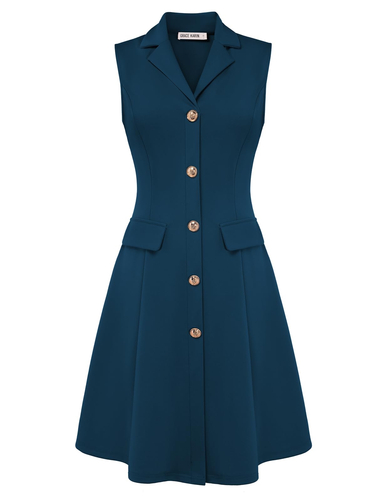 GRACE KARIN Women's Sleeveless Button Down Work Professional Dresses