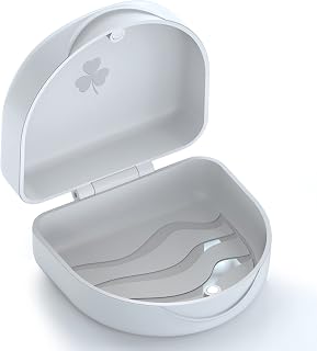 BVN Retainer Case & Denture Box, Slim Orthodontic Dental Case for Braces, Mouth Guard, Teeth Aligner & Night Guard Storage, White