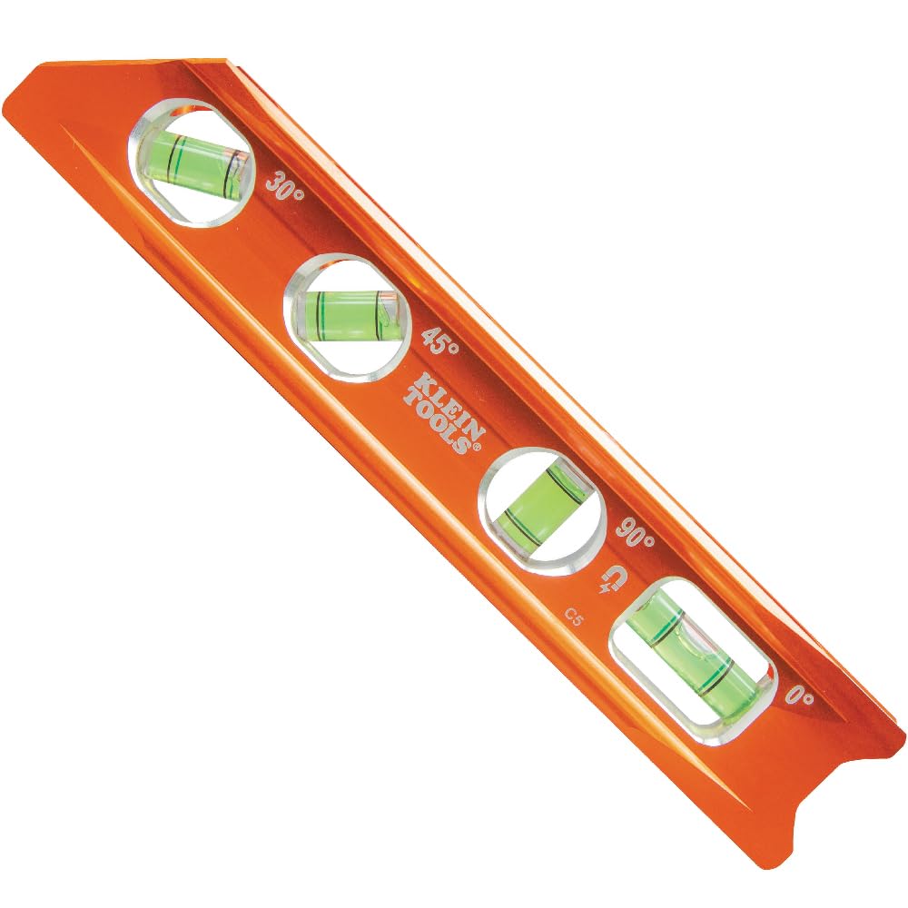 Klein Tools 935RB Magnetic Billet Torpedo Level, 8-Inch | 0/30/45/90 Degree Vial