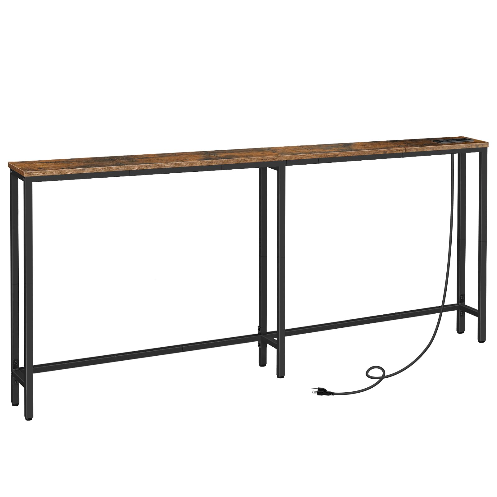 HOOBRO 70.9" Skinny Console Table with Charging Station, Narrow Entryway Table w