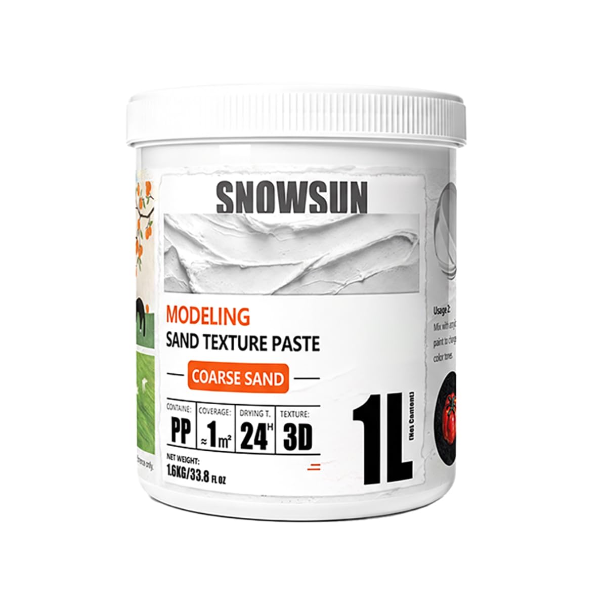 SNOWSUN Coarse Grain Sand Texture Paste 1000ML for Canvas &amp; Wall Art | 3D Sa