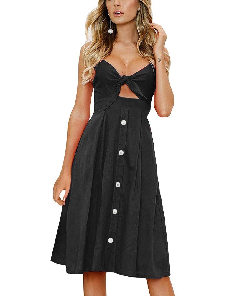 FANCYINN Dresses Women Summer Casual Party Midi Leg Bandage Floral Dresses Women