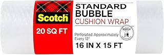 Scotch Cushion Wrap, 16 in x 15 ft., 1 Roll/Pack (7924) | Cushion Wrap Plastic Bubbles for Packing and Shipping Fragile Items