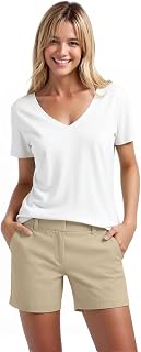 Hybrid & Company Womens Relaxed Comfy Breathable Stretch Walking Shorts with Pockets