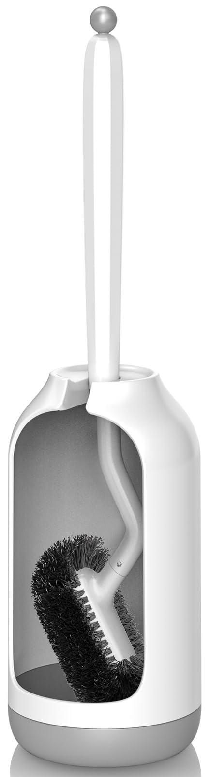 HAMITOR Toilet Bowl Brush Holder Set: Curved Bristle for Deep Cleaning | S-shape