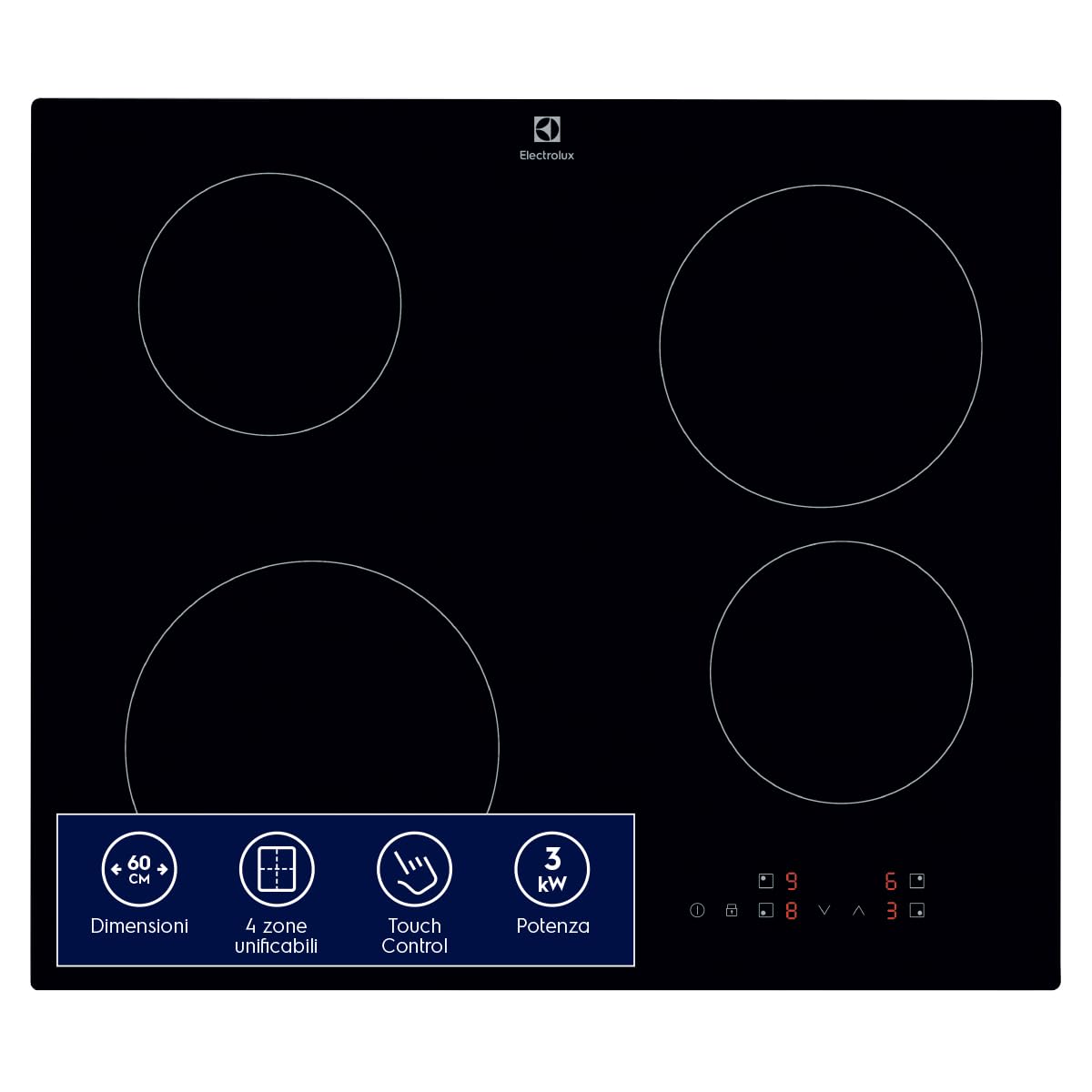 Electrolux Serie 300 Piano Cottura a Induzione 4 Fuochi da Incasso, EIB60424CK, 