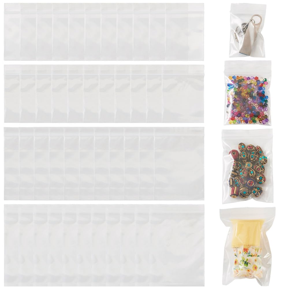 Rectangle Clear Plastic Zip Lock Bag Organizer Storage 4 Sizes Clear Top Seal Po