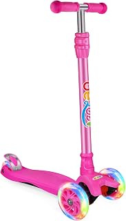 BELEEV A2 Scooter for Kids Ages 3-12, Light Up Wheels, Adjustable Height | 3 Wheel Kick Scooter for Toddlers Girls Boys Children, Lean to Steer, Stable Wide Deck, Smooth Ride, Easy Assembly