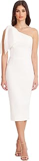 Dress the Population Womens Tiffany One Shoulder Bow Detail Midi Sheath DressDress