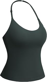 YEOREO CoreFlex Womens Strappy Halter Tops with Pads Backless Tank Top Cami
