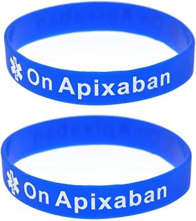X2 On Apixaban Medical Alert Wristband Bracelet Blood Thinners Blood Clot Silicone Medical ID PACK OF 2
