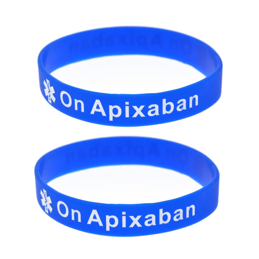 X2 On Apixaban Medical Alert Wristband Bracelet Blood Thinners Blood Clot Silico