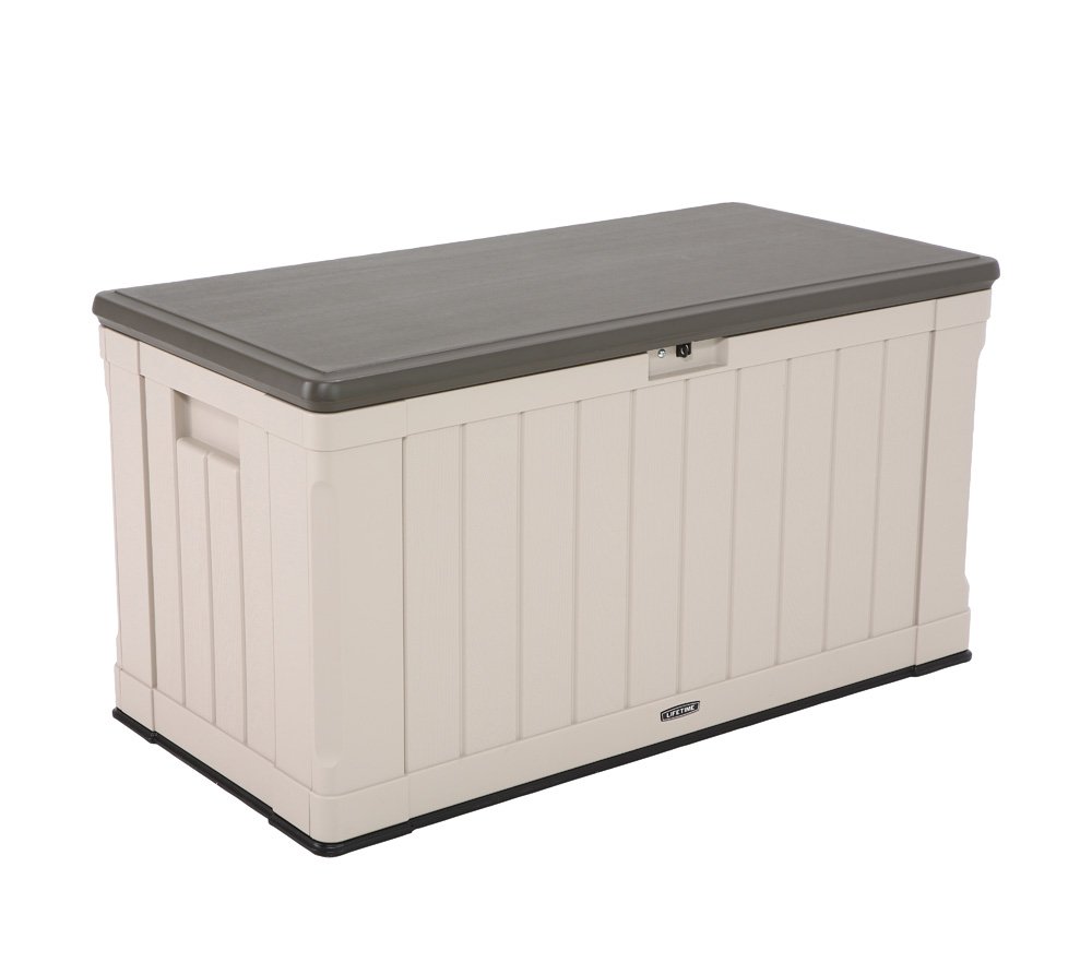 LIFETIME 60186 Heavy-Duty Outdoor Storage Deck Box, 116 Gallon, Desert Sand/Brow
